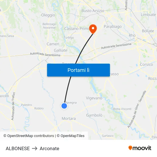 ALBONESE to Arconate map