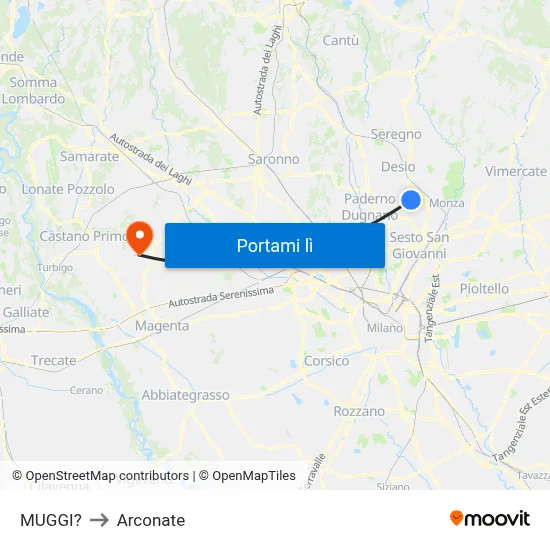 MUGGI? to Arconate map