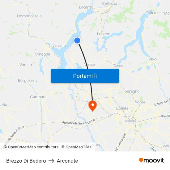 Brezzo Di Bedero to Arconate map