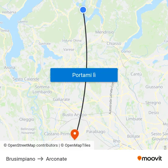 Brusimpiano to Arconate map