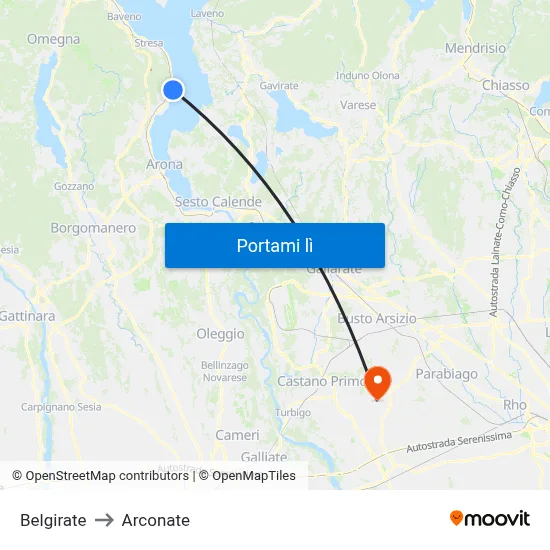 Belgirate to Arconate map