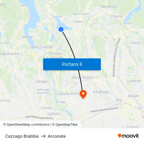 Cazzago Brabbia to Arconate map