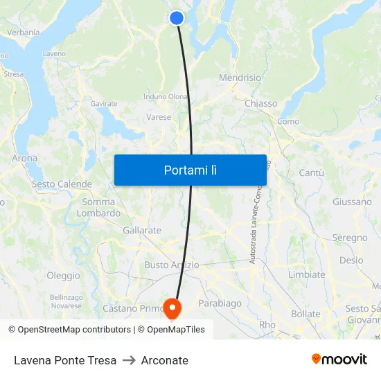 Lavena Ponte Tresa to Arconate map