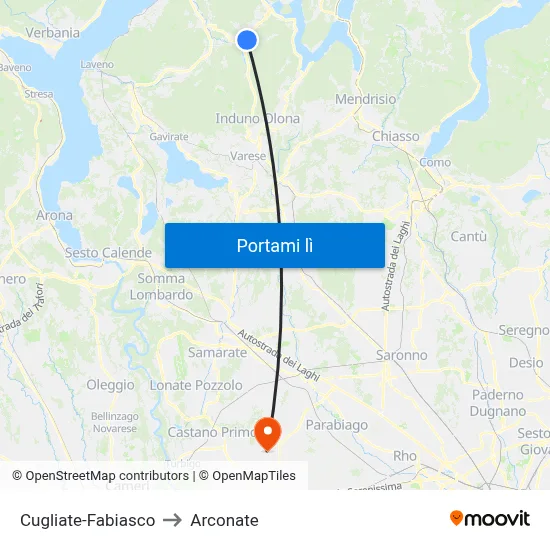 Cugliate-Fabiasco to Arconate map
