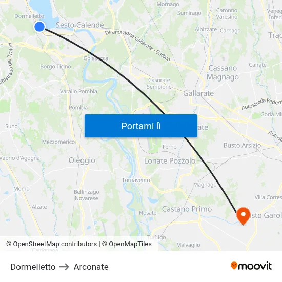 Dormelletto to Arconate map