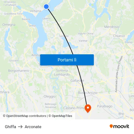 Ghiffa to Arconate map