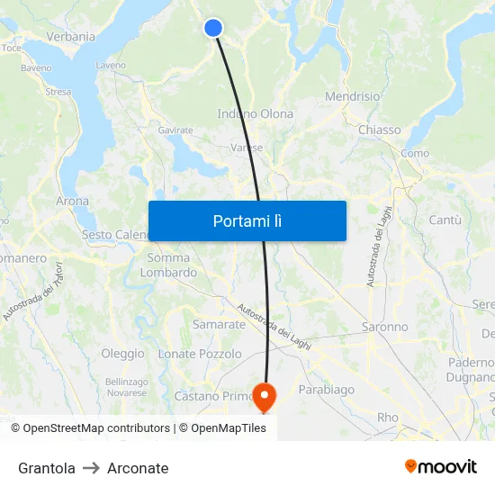 Grantola to Arconate map