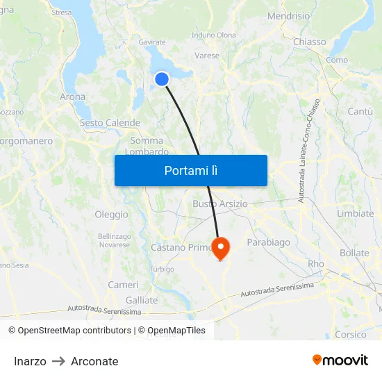 Inarzo to Arconate map
