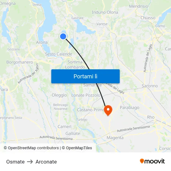 Osmate to Arconate map
