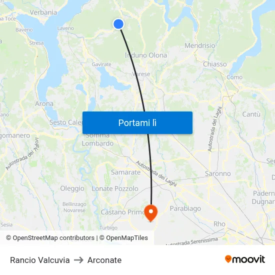 Rancio Valcuvia to Arconate map
