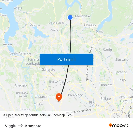 Viggiù to Arconate map