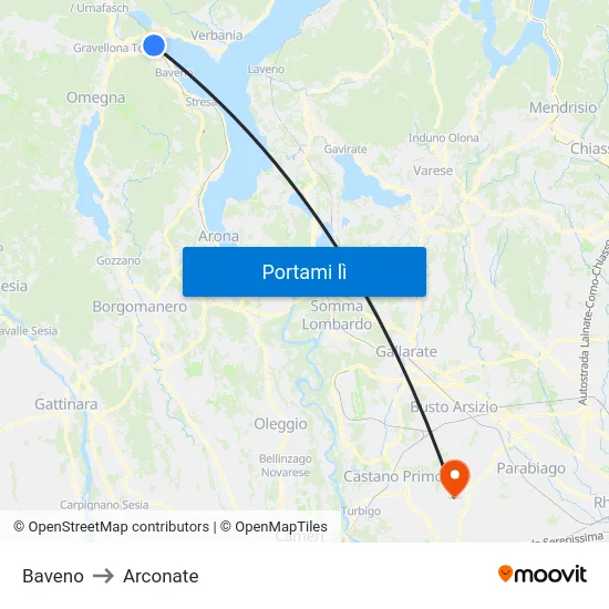 Baveno to Arconate map