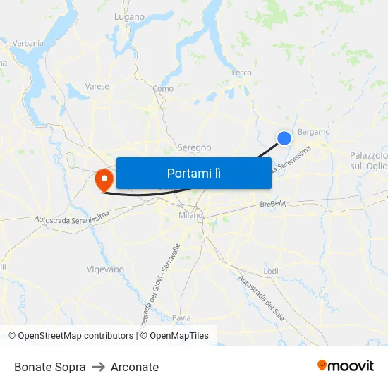 Bonate Sopra to Arconate map