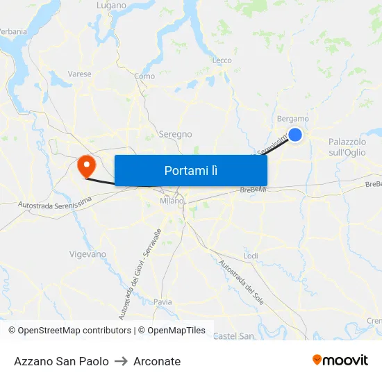 Azzano San Paolo to Arconate map