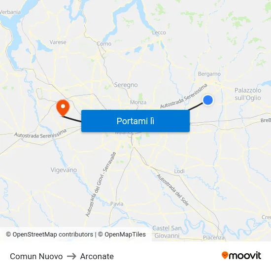 Comun Nuovo to Arconate map