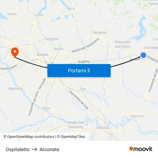 Ospitaletto to Arconate map