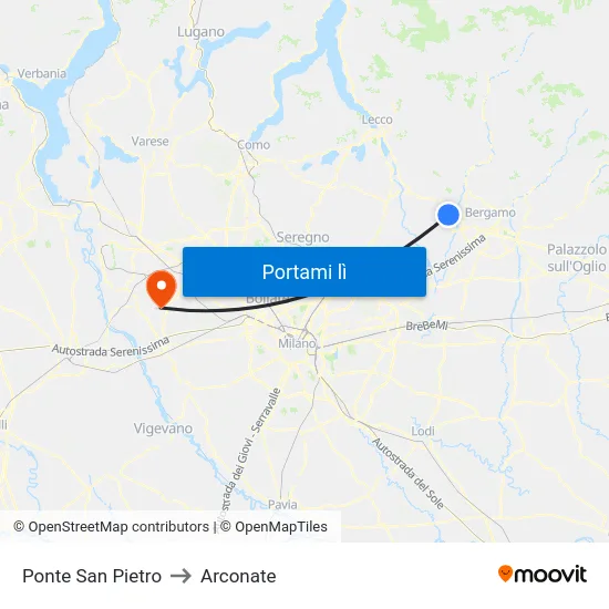 Ponte San Pietro to Arconate map