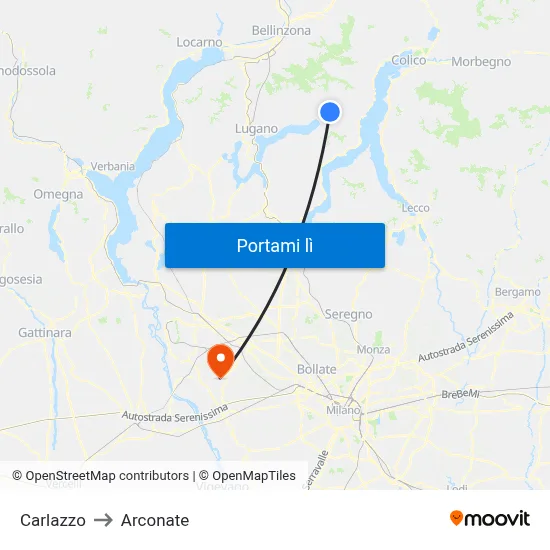 Carlazzo to Arconate map