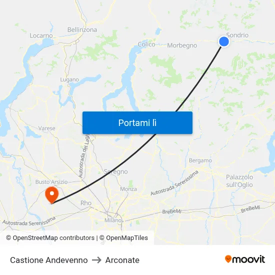Castione Andevenno to Arconate map