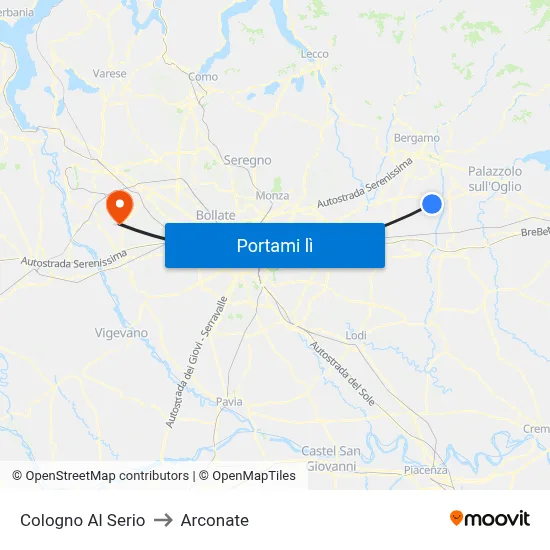 Cologno Al Serio to Arconate map