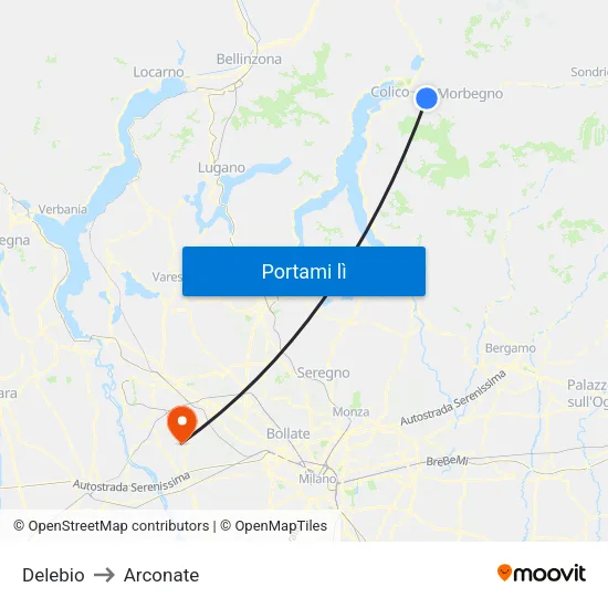 Delebio to Arconate map