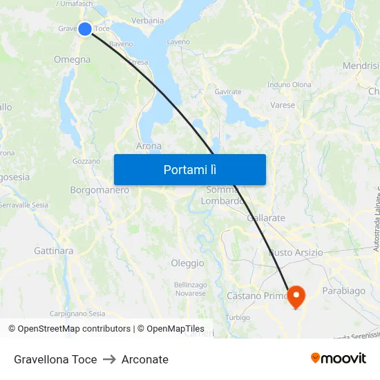 Gravellona Toce to Arconate map