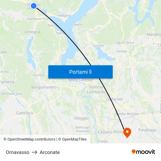 Ornavasso to Arconate map