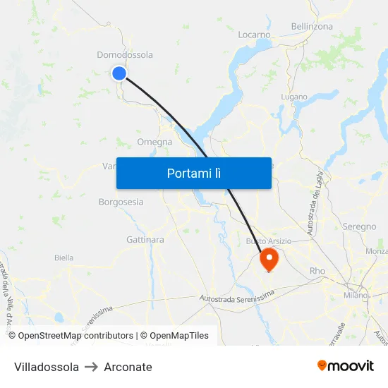 Villadossola to Arconate map