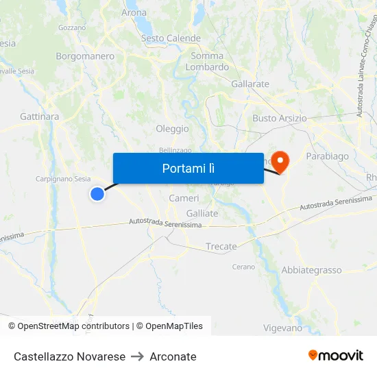 Castellazzo Novarese to Arconate map