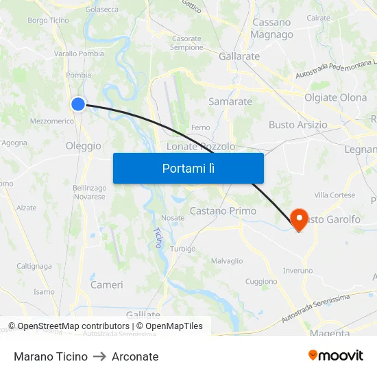 Marano Ticino to Arconate map