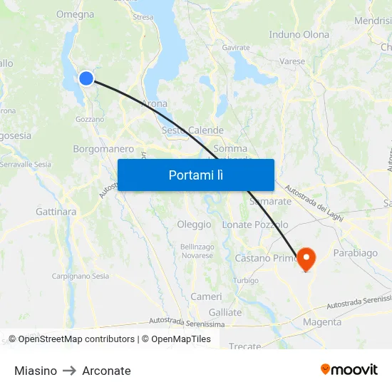 Miasino to Arconate map