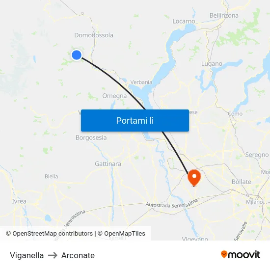 Viganella to Arconate map