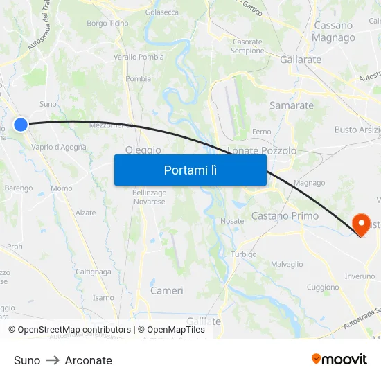 Suno to Arconate map