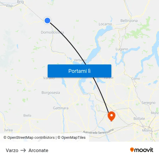 Varzo to Arconate map
