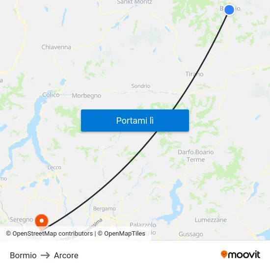 Bormio to Arcore map