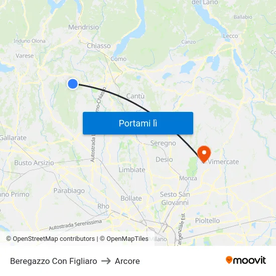 Beregazzo Con Figliaro to Arcore map