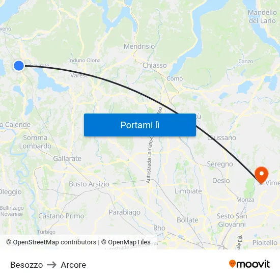 Besozzo to Arcore map