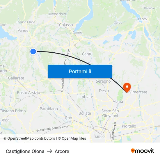 Castiglione Olona to Arcore map