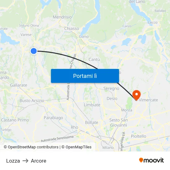 Lozza to Arcore map