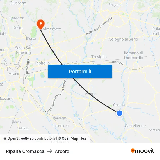 Ripalta Cremasca to Arcore map