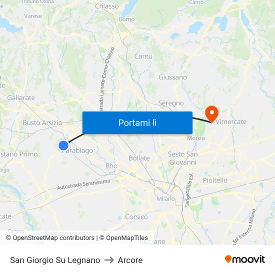 San Giorgio Su Legnano to Arcore map