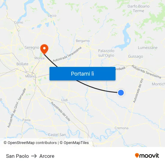 San Paolo to Arcore map
