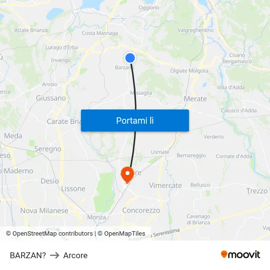 BARZAN? to Arcore map