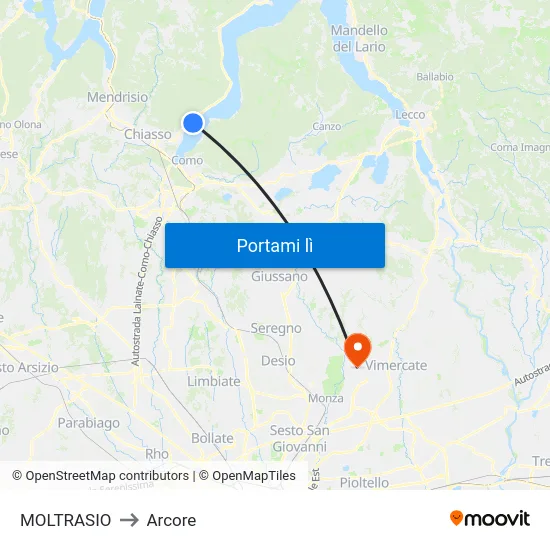 MOLTRASIO to Arcore map