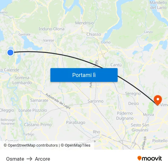 Osmate to Arcore map