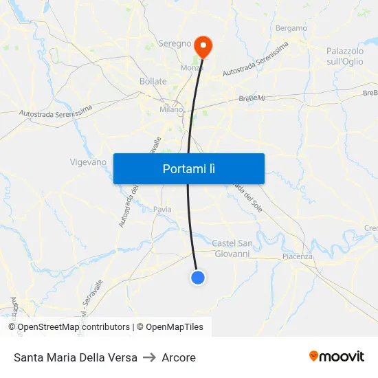 Santa Maria Della Versa to Arcore map