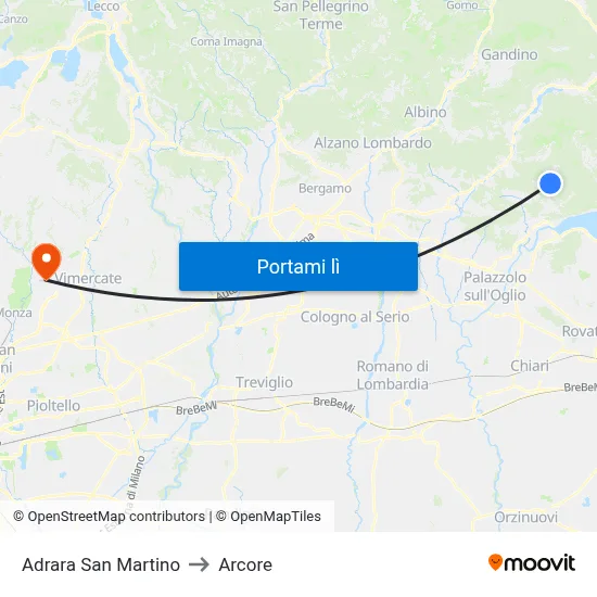 Adrara San Martino to Arcore map