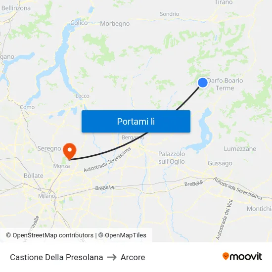 Castione Della Presolana to Arcore map