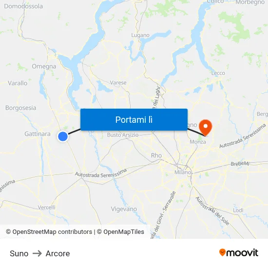 Suno to Arcore map