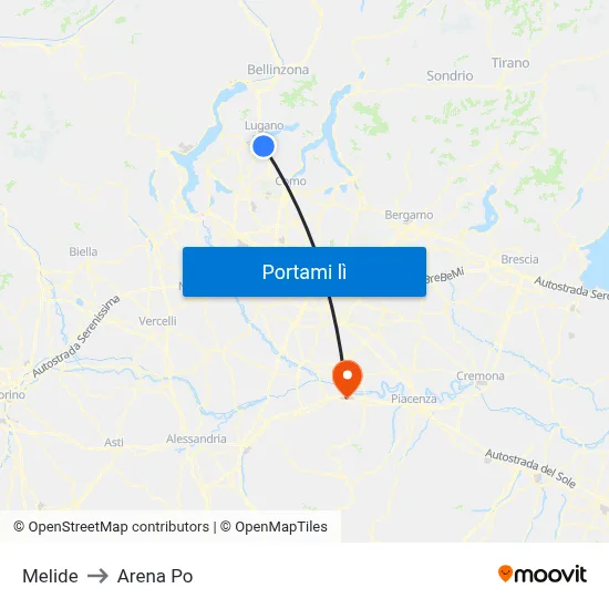 Melide to Arena Po map